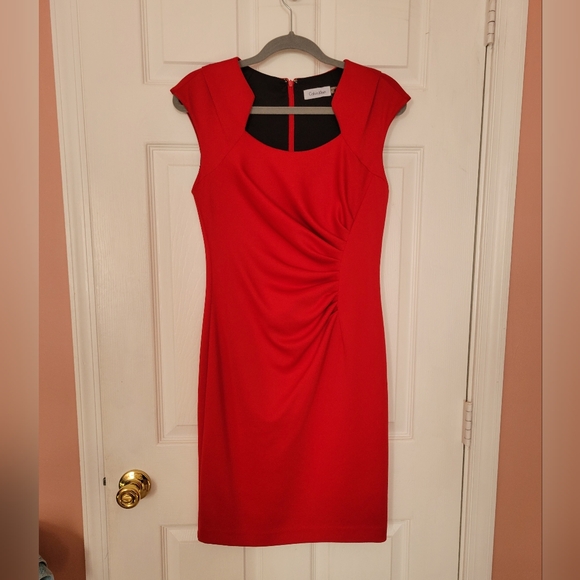 Calvin Klein Red Cap Sleeve Mini Dress - Picture 1 of 2